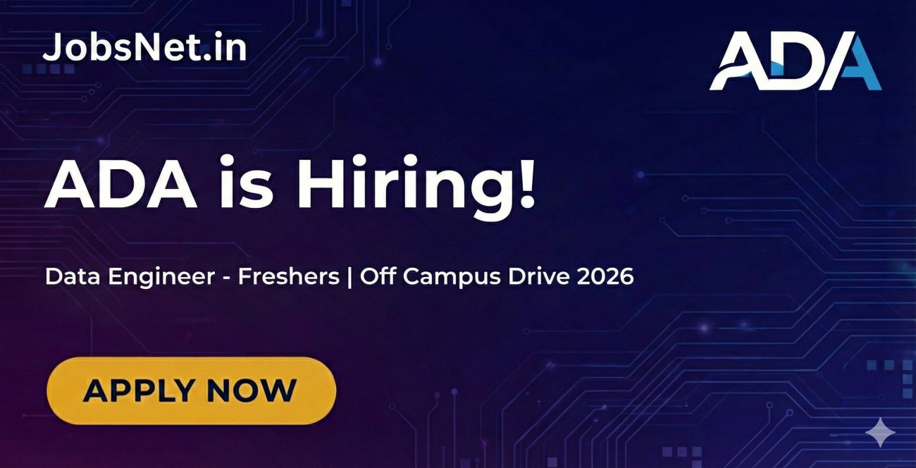 ADA Off Campus Drive 2026: Hiring Data Engineer - Freshers