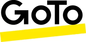 GoTo logo with black text and a tilted yellow bar underneath.
