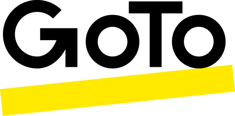 GoTo logo with black text and a tilted yellow bar underneath.