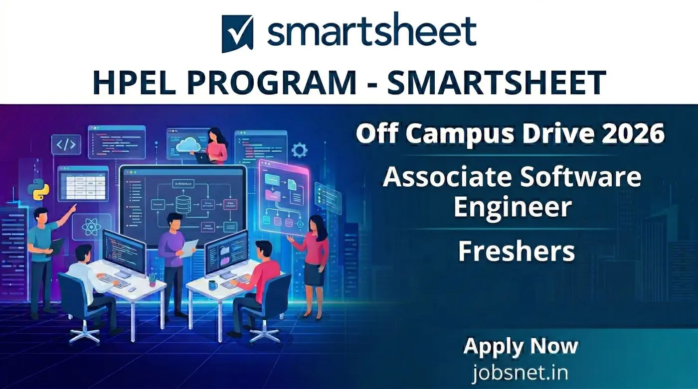 Smartsheet HPEL Program Off Campus Drive 2026 for Associate Software Engineer Freshers. Apply Now.