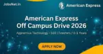 American Express Off Campus Drive 2026 for Apprentice Technology (SDE) Freshers. Apply Now via JobsNet.in.