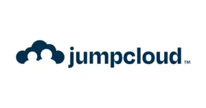 JumpCloud logo: Dark blue cloud icon with two white user figures, and text "jumpcloud".