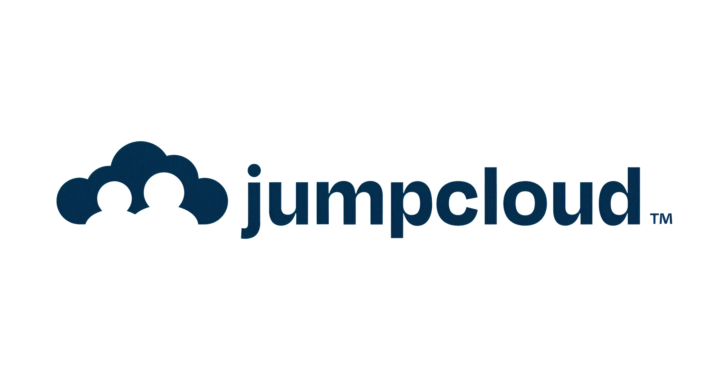 JumpCloud logo: Dark blue cloud icon with two white user figures, and text "jumpcloud".