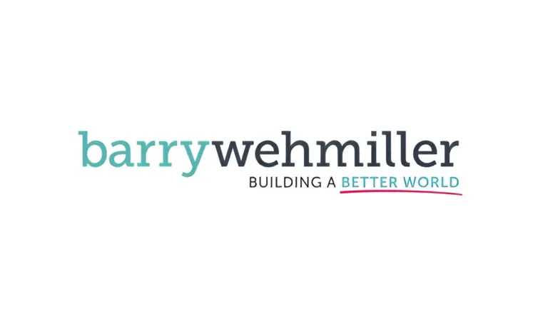 Barry-Wehmiller logo: 'barry' in teal, 'wehmiller' dark, tagline 'BUILDING A BETTER WORLD' with red, underlined 'BETTER'.