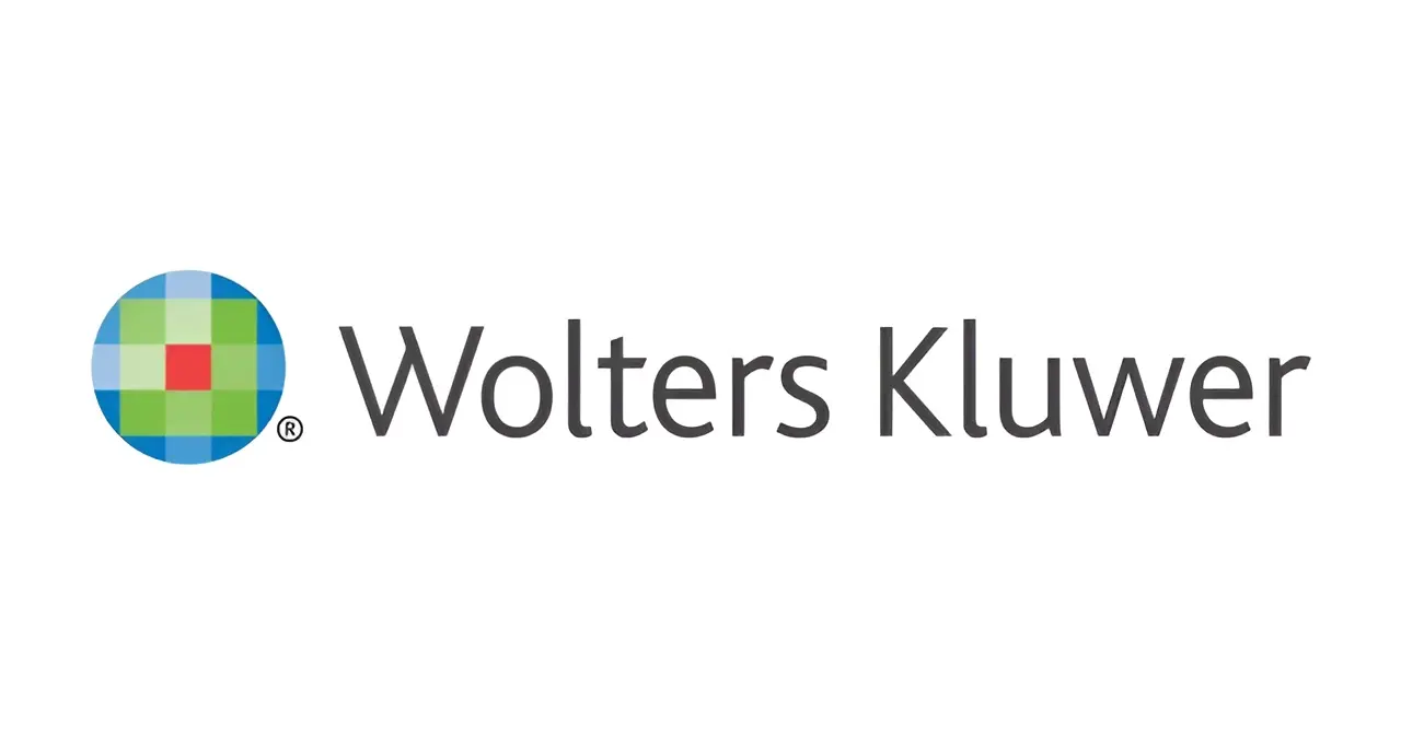 Wolters Kluwer logo, featuring a circular icon with a grid of blue, green, and red squares.