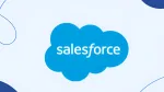 Salesforce logo: white text on a blue cloud, with abstract blue lines on a white background.