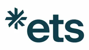 Dark teal ETS logo with a stylized asterisk symbol and lowercase "ets" text.