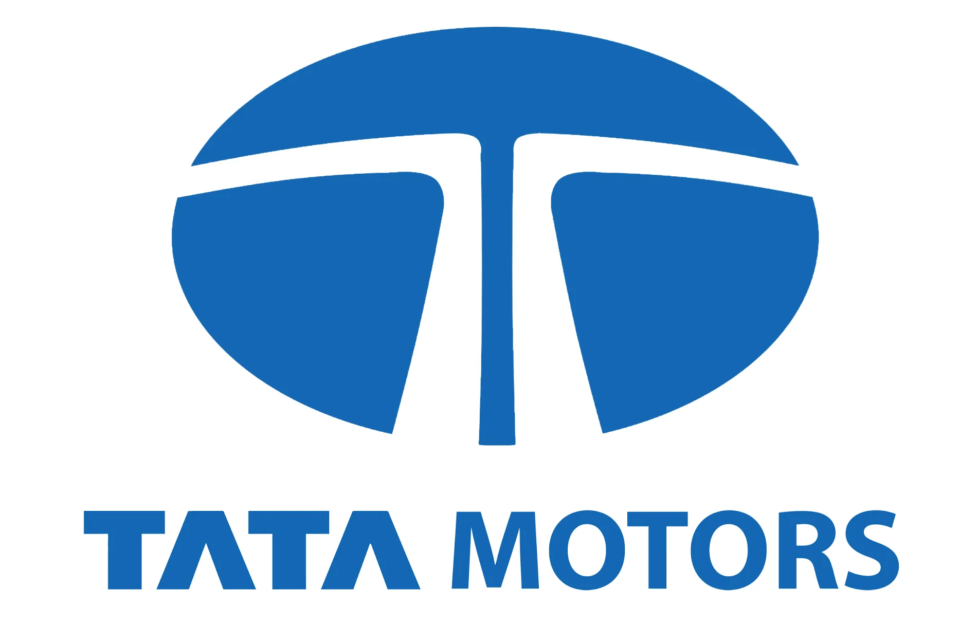 Tata Motors logo featuring a blue oval with a stylized T shape above the text TATA MOTORS
