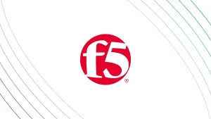 F5 logo in a red circle on a white background with subtle curved lines.