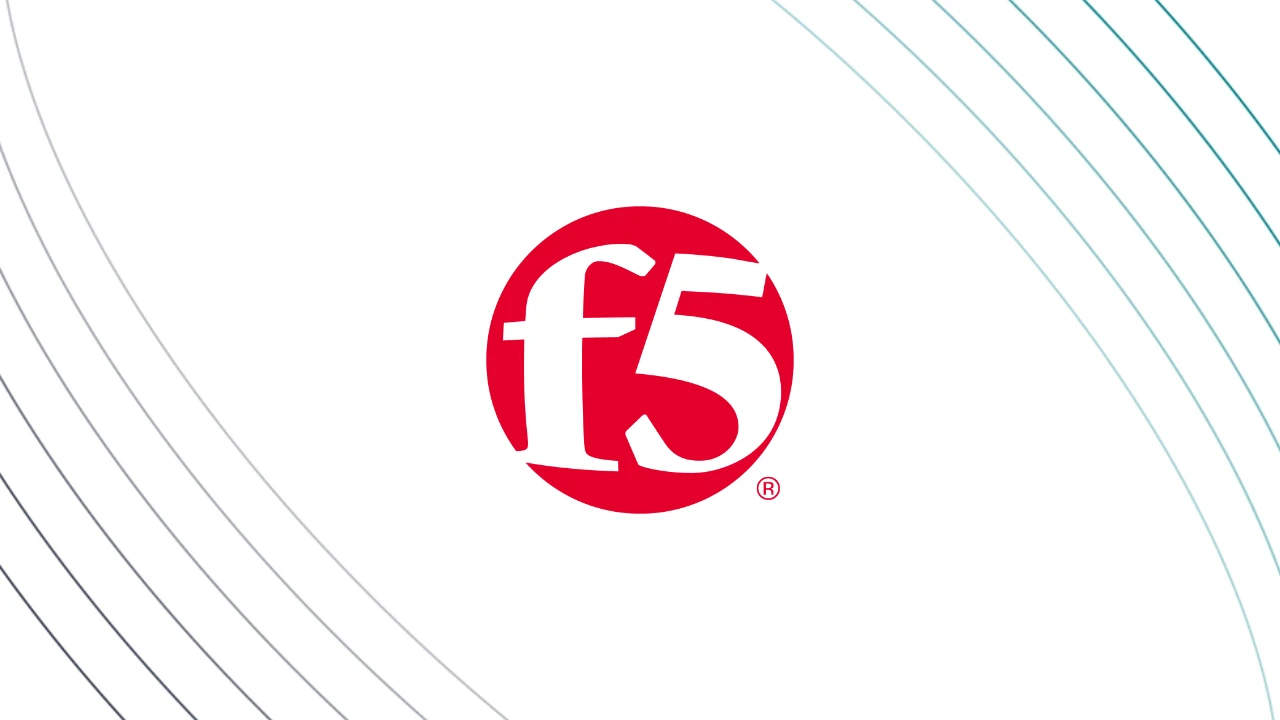 F5 logo in a red circle on a white background with subtle curved lines.
